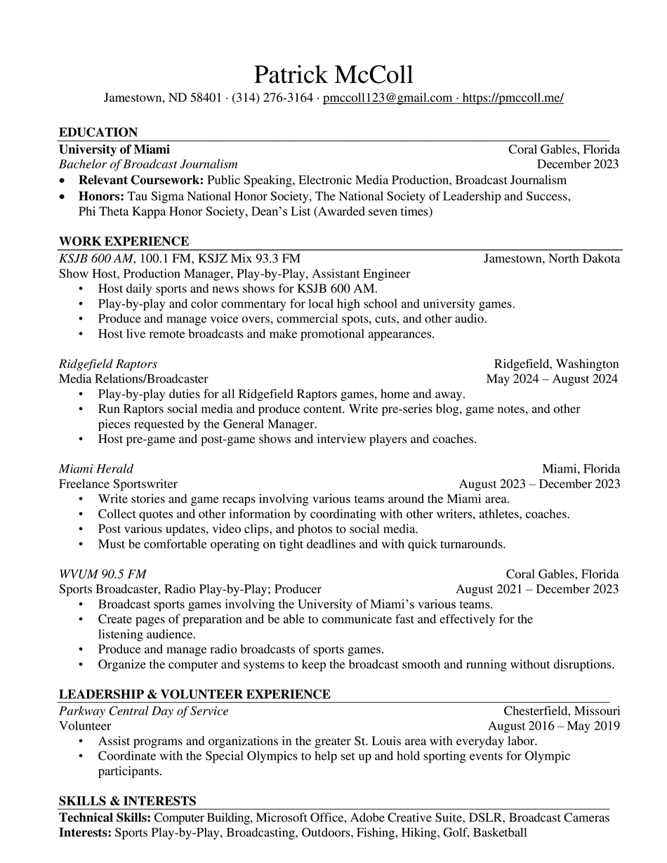 Patrick McColl Resume